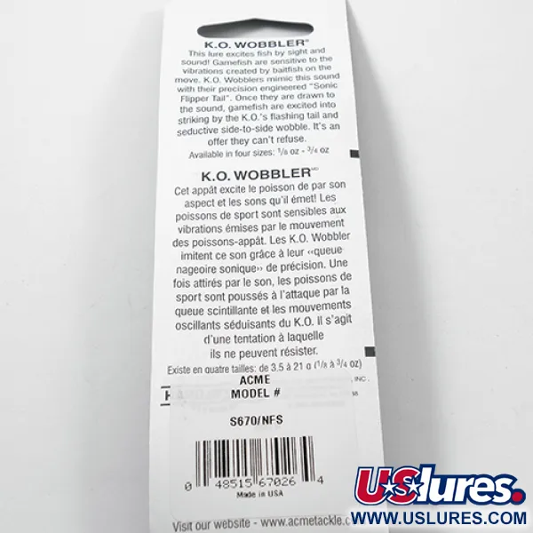 Acme K.O. Wobbler UV (świeci w ultrafiolecie), młotkowany nikiel/uv - świeci w świetle ultrafioletowym, 14 g błystka wahadłowa #2217