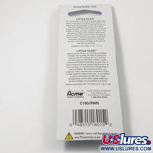 Acme Little Cleo, czerwony/biały, 3,5 g błystka wahadłowa #2218