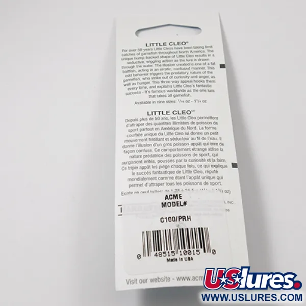 Acme Little Cleo, biały/czerwony/nikiel, 9,5 g błystka wahadłowa #2714