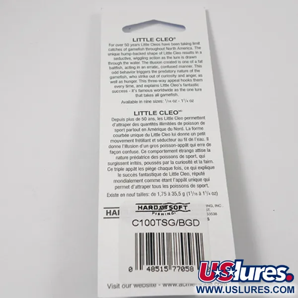 Acme Little Cleo, nikiel/zielony/Glow - świeci w ciemności i UV, 9,5 g błystka wahadłowa #2224