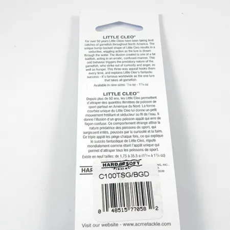 Acme Little Cleo (świeci w ciemności), nikiel/zielony/Glow - świeci w ciemności i UV, 9,5 g błystka wahadłowa #2246