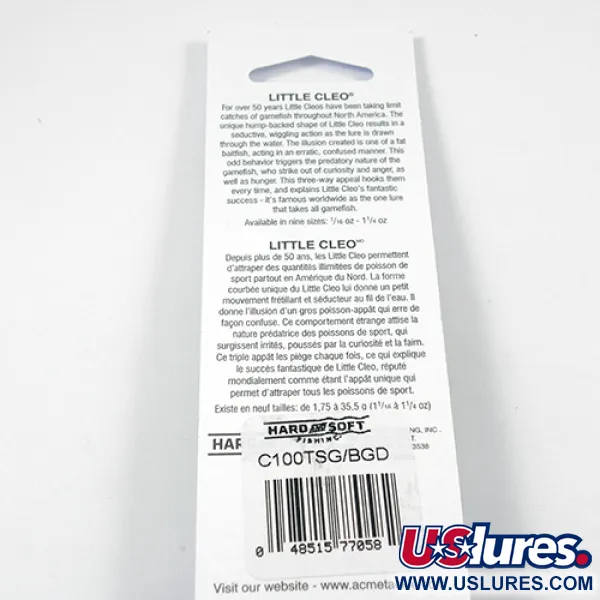 Acme Little Cleo (świeci w ciemności), nikiel/zielony/Glow - świeci w ciemności i UV, 9,5 g błystka wahadłowa #2246