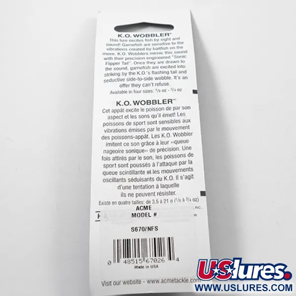 Acme K.O. Wobbler UV (świeci w ultrafiolecie), młotkowany nikiel/uv - świeci w świetle ultrafioletowym, 14 g błystka wahadłowa #2250
