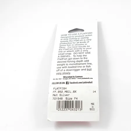 Yakima Bait FlatFish F4, srebro wobler #2288