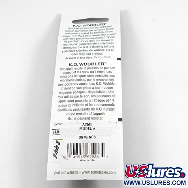Acme K.O. Wobbler UV (świeci w ultrafiolecie), młotkowany nikiel/uv - świeci w świetle ultrafioletowym, 14 g błystka wahadłowa #2446