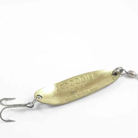 Luhr Jensen Krocodile DIE #3, Żaba (zielony/żółty)/mosiądz, 10 g błystka wahadłowa #2716