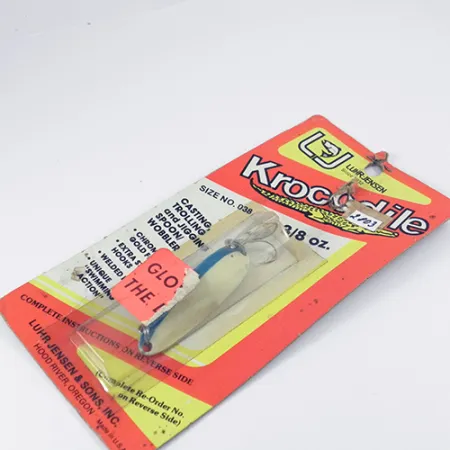 Luhr Jensen Krocodile DIE #3 (świeci w ciemności), biały/niebieski Glow - świeci w ciemności, 14 g błystka wahadłowa #2803