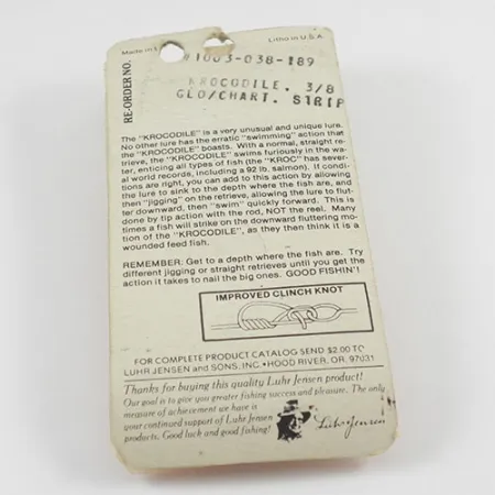 Luhr Jensen Krocodile DIE #3 (świeci w ciemności), biały/żółty/nikiel Glow - świeci w ciemności, 14 g błystka wahadłowa #2935