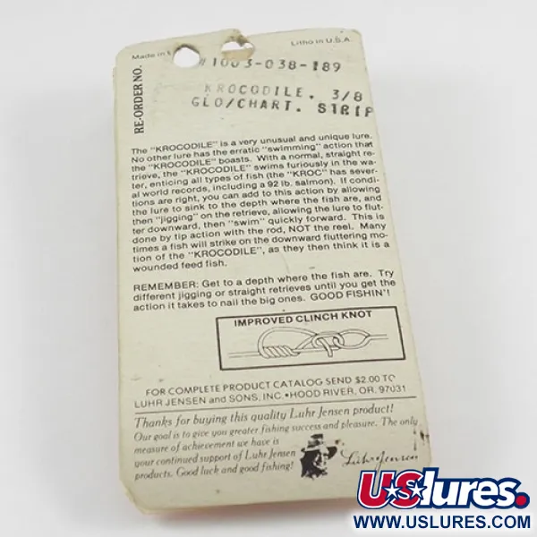 Luhr Jensen Krocodile DIE #3 (świeci w ciemności), biały/żółty/nikiel Glow - świeci w ciemności, 14 g błystka wahadłowa #2935