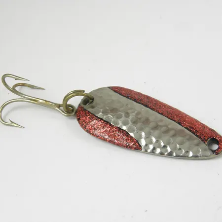 Nebco TOR-P-DO, młotkowany srebrny/czerwony brokat, 7 g błystka wahadłowa #3208