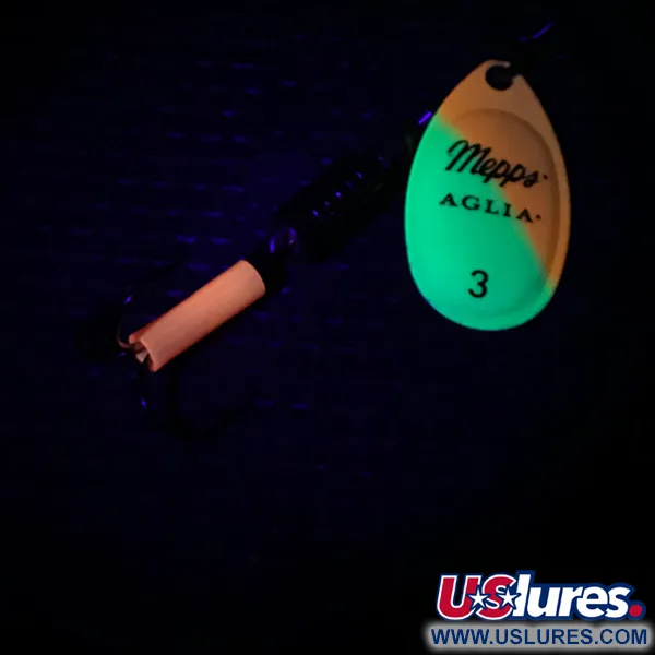  Mepps Aglia 3 UV (świeci w ultrafiolecie), żółty/pomarańczowy/złoty UV - świeci w świetle ultrafioletowym, 7 g błystka obrotowa #3983