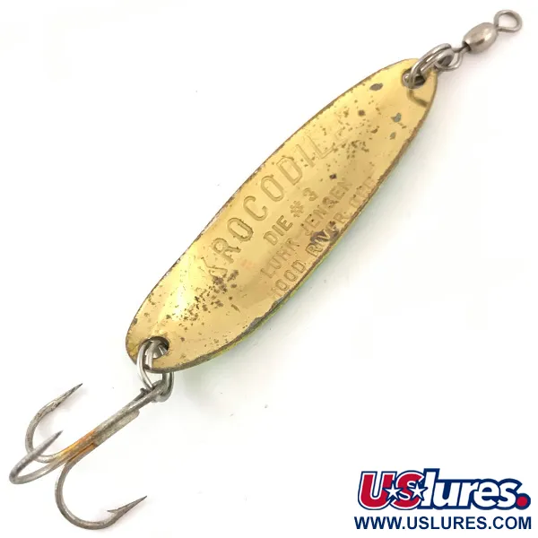 Luhr Jensen Krocodile DIE #3 UV (świeci w ultrafiolecie), Ognisty Tygrys (Fire Tiger)/Złoty, 10 g błystka wahadłowa #4196