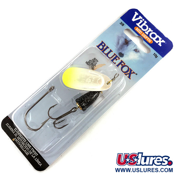  Blue Fox Super Vibrax 4 UV (świeci w ultrafiolecie), nikiel/czarny/żółty, 10 g błystka obrotowa #4367