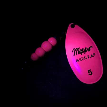 Mepps Aglia 5 Hot Pink UV (świeci w ultrafiolecie), różowy/mosiądz, 14 g błystka obrotowa #4752