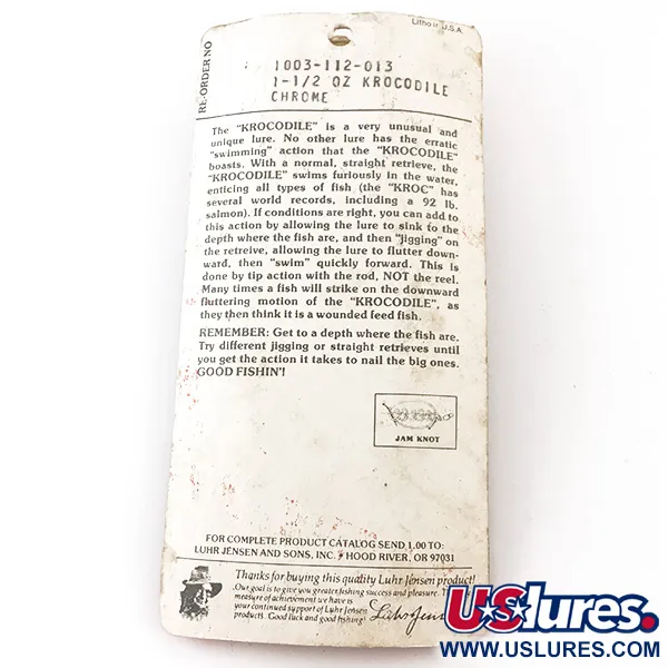 Luhr Jensen Krocodile DIE #5, nikiel, 42 g błystka wahadłowa #4919