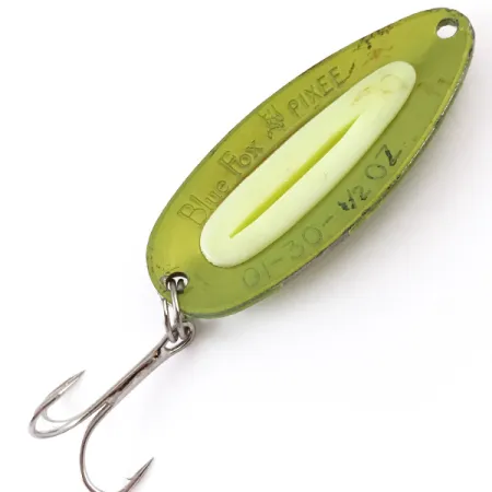 Blue Fox Pixee UV (świeci w ultrafiolecie), Zielony złoty/żółty, 14 g błystka wahadłowa #4842