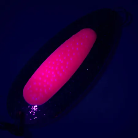 Blue Fox Pixee UV (świeci w ultrafiolecie), nikiel młotkowany/czerwony, 24 g błystka wahadłowa #5179