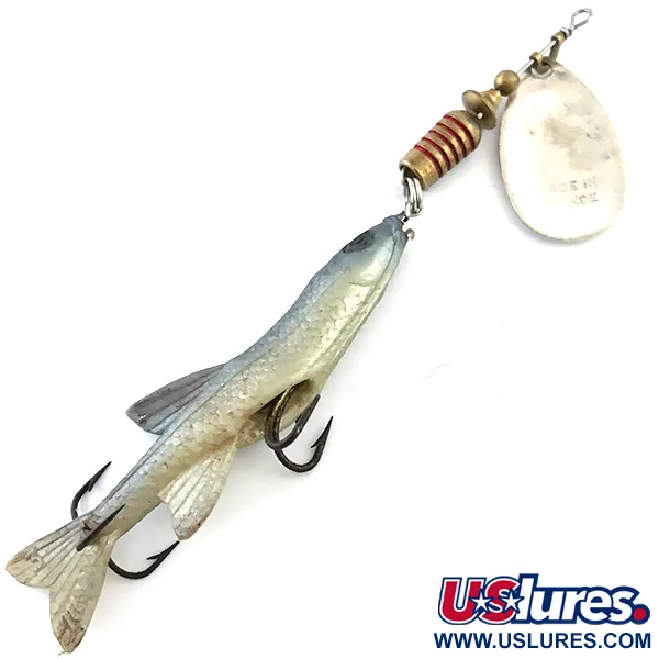  Błystka Mepps Aglia 3 Mino (z gumową rybką), srebrny/biały/czarny, 10 g błystka obrotowa #5381