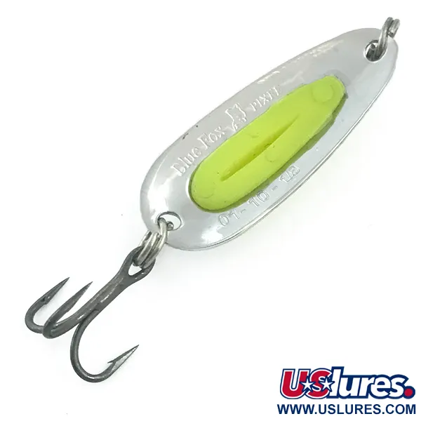  Blue Fox Pixee UV (świeci w ultrafiolecie)​, młotkowany nikiel/żółty, 4,5 g błystka wahadłowa #5576