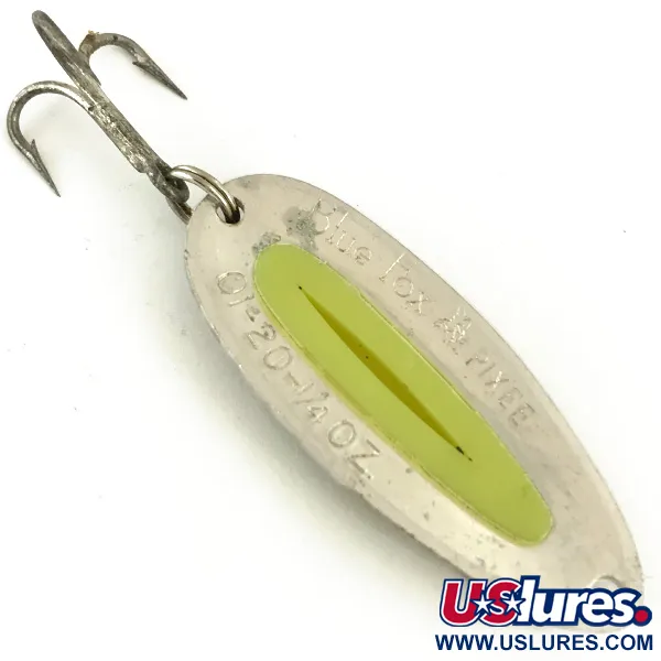  Blue Fox Pixee UV (świeci w ultrafiolecie)​, młotkowany nikiel/żółty, 7 g błystka wahadłowa #5651