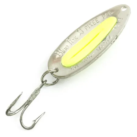 Blue Fox Pixee UV (świeci w ultrafiolecie), młotkowany nikiel/żółty, 14 g błystka wahadłowa #5877
