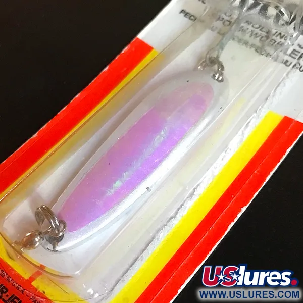 Luhr Jensen Krocodile DIE #3, biały perłowy/hologram biało-różowy, 14 g błystka wahadłowa #5970