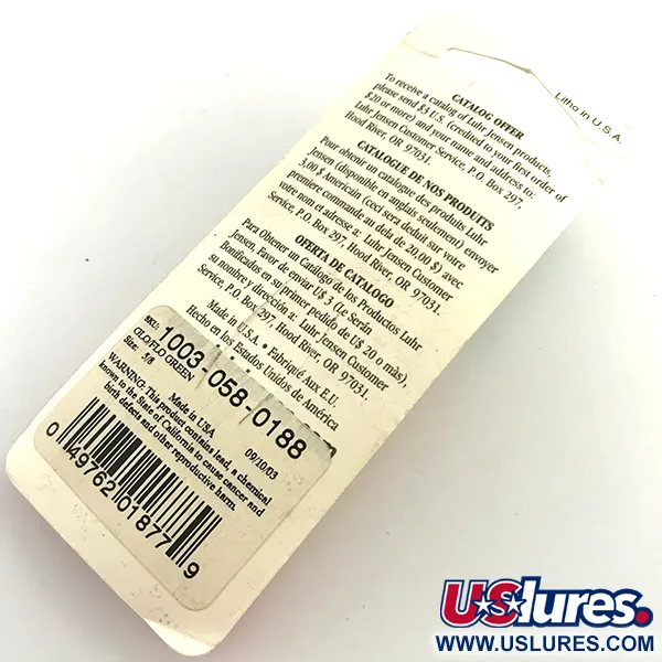 Luhr Jensen Krocodile DIE #4 (świeci w ciemności), biały zielony, 19 g błystka wahadłowa #5971