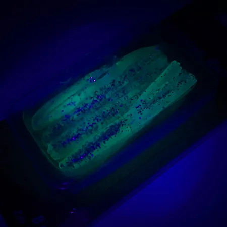 Johnson Crappie Buster Shad Tubes UV (świeci w ultrafiolecie), guma, niebieski/zielony/brokat #6021