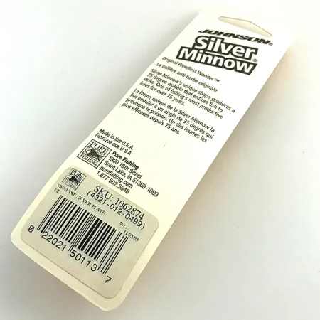 Błystka antyzaczepowa Johnson Silver Minnow, posrebrzane, ze skrzydełkiem, srebro/prawdziwe srebrzenie, 14 g błystka wahadłowa #7548