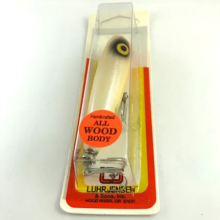 P.J.POP Luhr Jensen drewniany, ręcznie robiony​, biały perłowy z fioletowym odcieniem/pomarańczą, 17 g wobler #6046