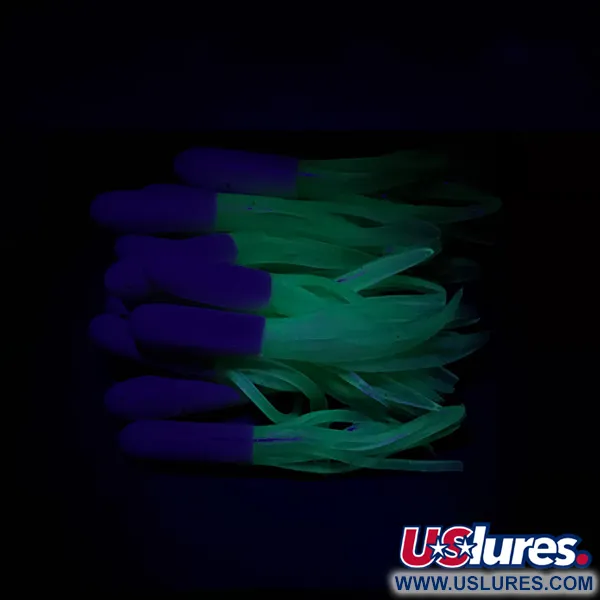 Creme Mini Tail, guma, UV (świeci w ultrafiolecie) 12 szt., neonowa zieleń/biały #13378