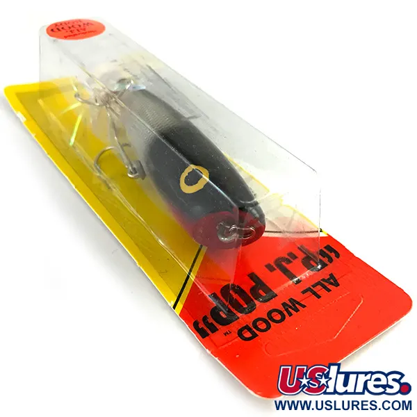  P.J.POP Luhr Jensen drewniany, ręcznie robiony, srebrny/czarny, 17 g wobler #6151