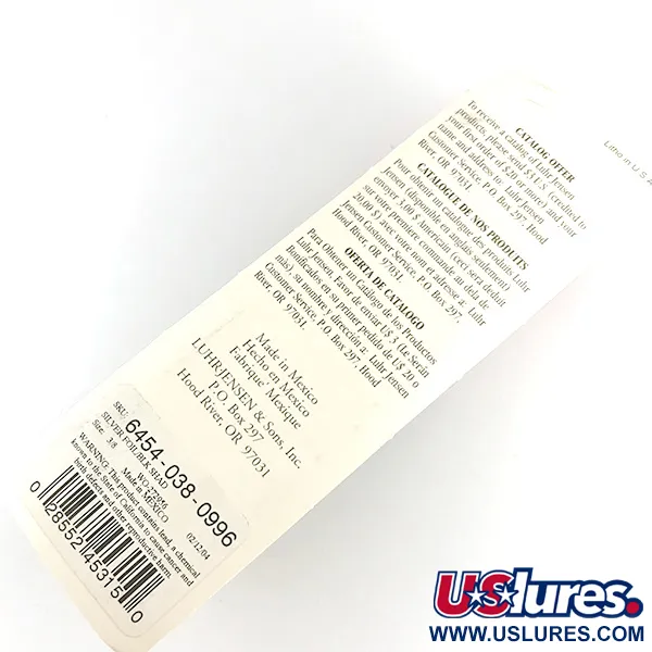  P.J.POP Luhr Jensen drewniany, ręcznie robiony, srebrny/czarny, 17 g wobler #6151