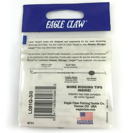 Other Offsetowy haczyk Eagle claw №3/0 do jigów, czarny #6160