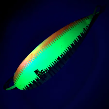 Błystka antyzaczepowa Johnson Silver Minnow UV (świeci w ultrafiolecie), pomarańczowy/zielony/żółty/nikiel/UV - świeci w świetle ultrafioletowym, 21 g błystka wahadłowa #6237