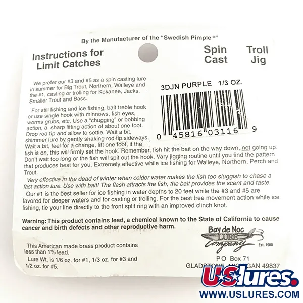 Bay de Noc Do-Jigger, nikiel/fiolet, 9 g błystka wahadłowa #6423