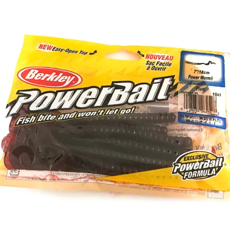 Berkley Power Worm, guma, bordowy z niebieskim brokatem #6487