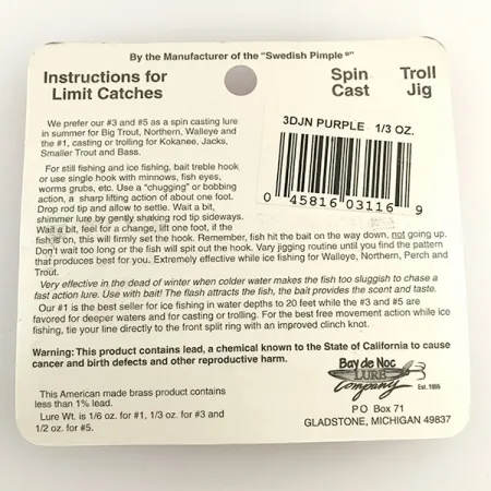 Bay de Noc Do-Jigger, nikiel/fiolet, 9 g błystka wahadłowa #6573