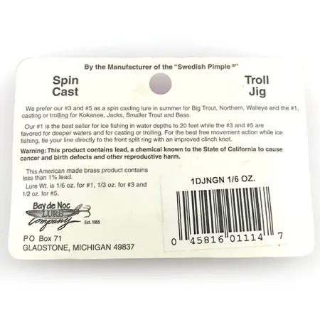 Bay de Noc Do-Jigger 1, nikiel/zielony/czerwony/żółty, 5 g błystka wahadłowa #6799