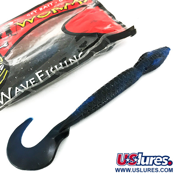 Wave industries Wave Worms, guma, 6 szt., Czarny/niebieski brokat,  g  #6959