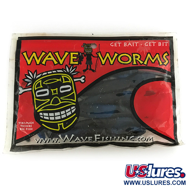 Wave industries Wave Worms, guma, 6 szt., Czarny/niebieski brokat,  g  #6959