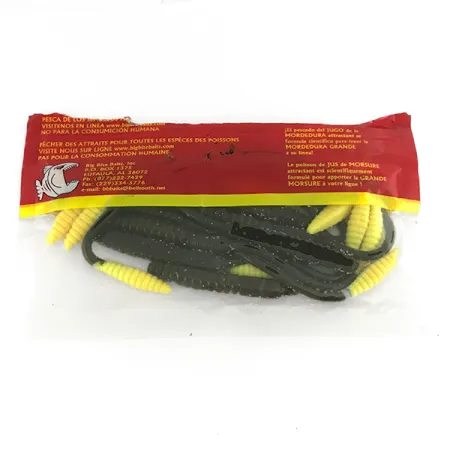 Big Bite Baits Jeff Kriet - Squirrel Tail Worm, guma, 10 szt., Zielony ogon Chartreuseu dyni #7093