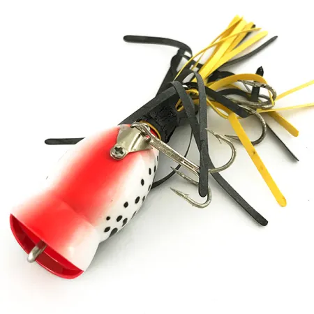 Fred Arbogast Hula Popper, biały panterka/czerwony, 8 g wobler #7428