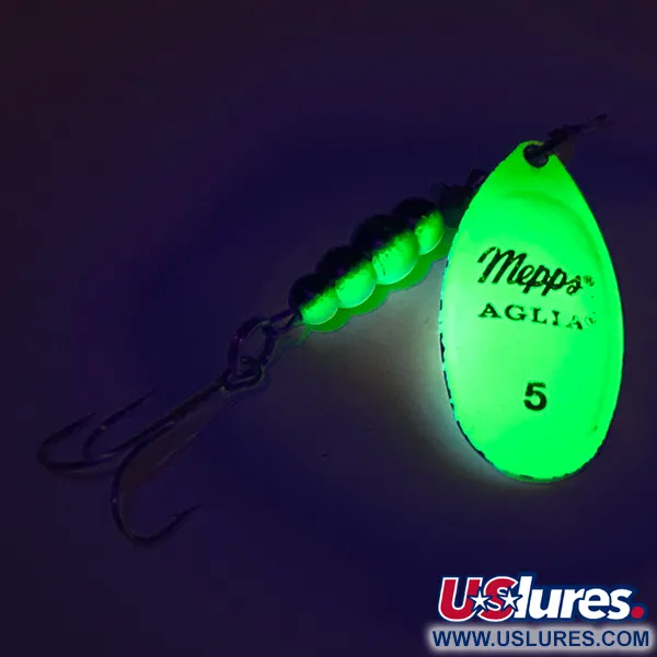  Mepps Aglia 5 Fluo UV (świeci w ultrafiolecie), Chartreuse, 14 g błystka obrotowa #7621