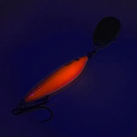 Blue Fox Vibrax Minnow Spin 1 UV (świeci w ultrafiolecie), pomarańczowy/złoty, 4 g błystka obrotowa #7687