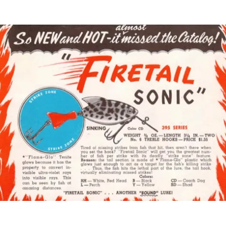 Heddon HEDDON FIRETAIL SONIC series #395, PĘDZARKA BIAŁOPLAMANA, 10 g wobler #7840