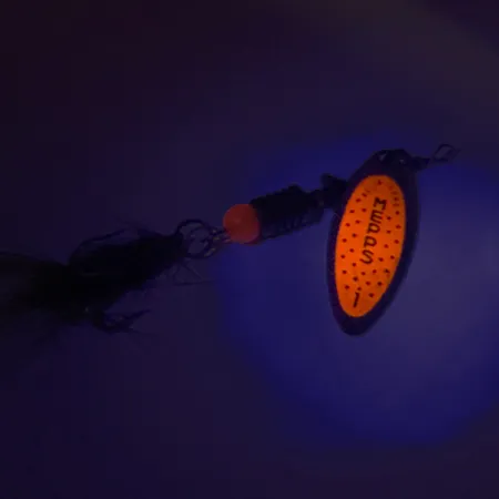 Mepps Aglia Long 1 Dressed UV (świeci w ultrafiolecie), srebrny/pomarańczowy, 4,5 g błystka obrotowa #8257