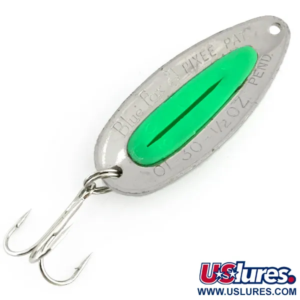 Blue Fox Pixee UV (świeci w ultrafiolecie), nikiel/zielony, 14 g błystka wahadłowa #8876
