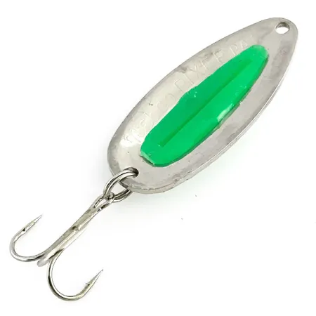 Nebco Pixee UV (świeci w ultrafiolecie), nikiel/zielony, 14 g błystka wahadłowa #9050
