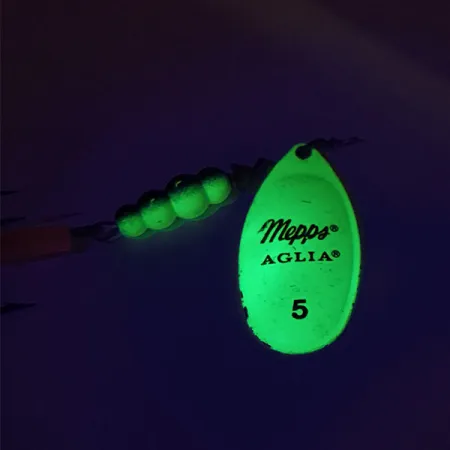 Mepps Aglia 5 Fluo UV (świeci w ultrafiolecie), Chartreuse, 14 g błystka obrotowa #9060